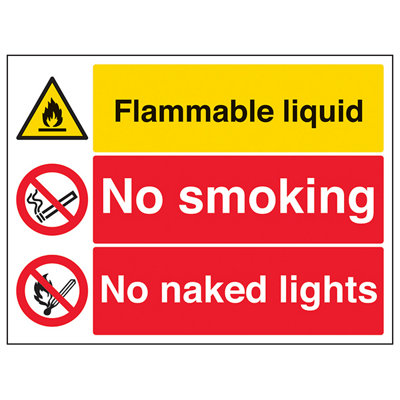 V Safety Fire & Flammable LiquidNo SmokingRigid Plastic600X450mm (X3) from B&Q