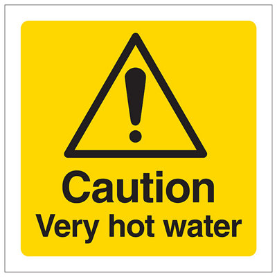 V Safety Very Hot Water Caution Safety SignRigid Plastic200X200mm (X3) from B&Q