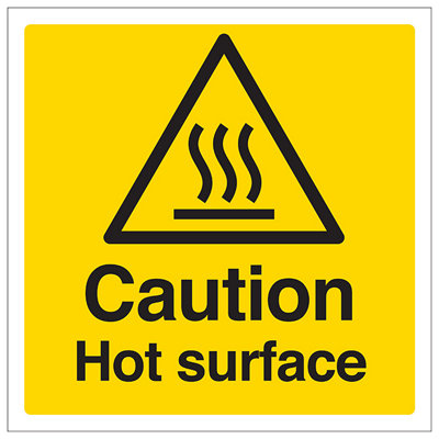 V Safety Caution Hot Surface Warning SignRigid Plastic200X200mm (X3) from B&Q