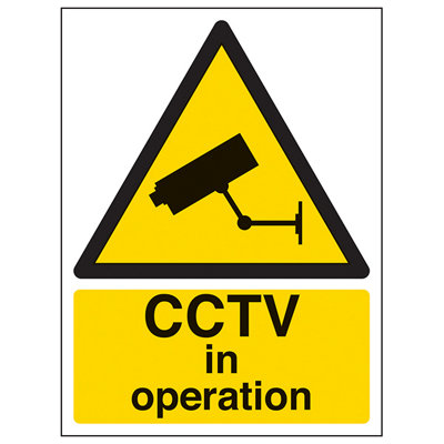 V Safety Cctv In Operation Security SignSelf Adhesive Vinyl150X200mm (X3) from B&Q