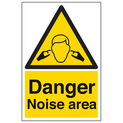 V Safety Danger Noise Area Machinery SignAdhesive Vinyl150X200mm (X3) from B&Q
