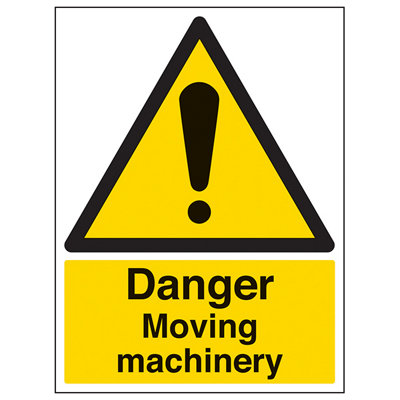 V Safety Danger Moving Machinery Warning SignAdhesive Vinyl200X300mm (X3) from B&Q