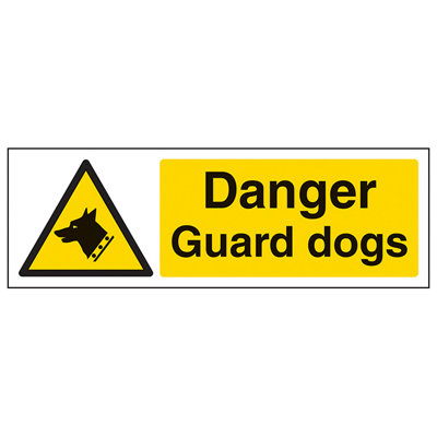 V Safety Danger Guard Dogs Warning Sign1mm Rigid Plastic600X200mm (X3) from B&Q