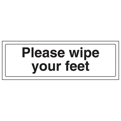 V Safety Please Wipe FeetGeneral Door SignRigid Plastic 300X100mm (X3) from B&Q