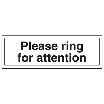 V Safety Please Ring For AttentionDoor SignRigid Plastic300X100mm (X3) from B&Q
