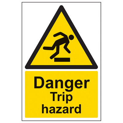 V Safety Danger Trip HazardWarning SignAdhesive Vinyl200X300mm (X3) from B&Q