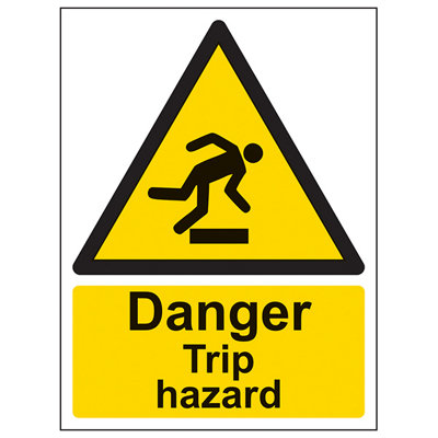 V Safety Danger Trip HazardWarning SignRigid Plastic300X400mm (X3) from B&Q