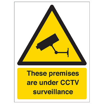 V Safety Premises Under Cctv Surveillance SignAdhesive Vinyl 150X200mm (X3) from B&Q