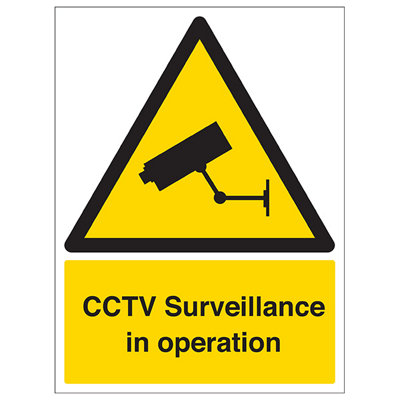 V Safety Cctv Surveillance In Operation SignAdhesive Vinyl150X200mm (X3) from B&Q