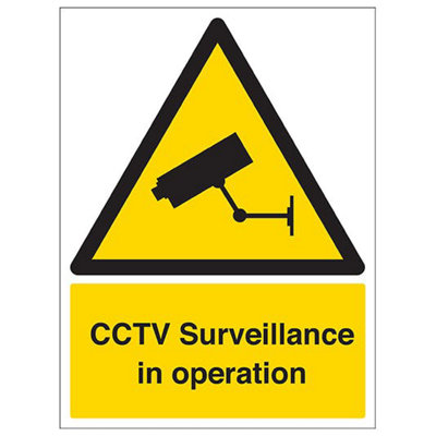 V Safety Cctv Surveillance In Operation Security SignRigid Plastic300X400mm (X3) from B&Q