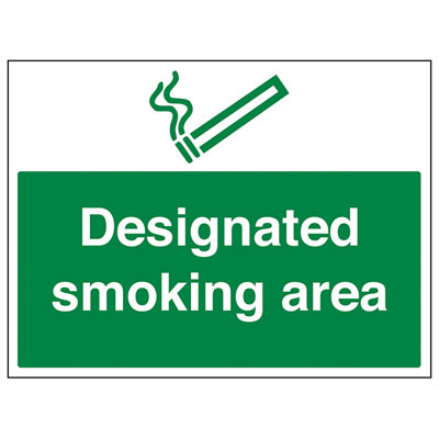 V Safety Designated Smoking Area Notice SignAdhesive Vinyl400X300mm (X3) from B&Q