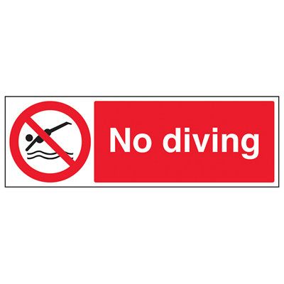 V Safety No DivingProhibition Water SignRigid Plastic300X100mm (X3) from B&Q
