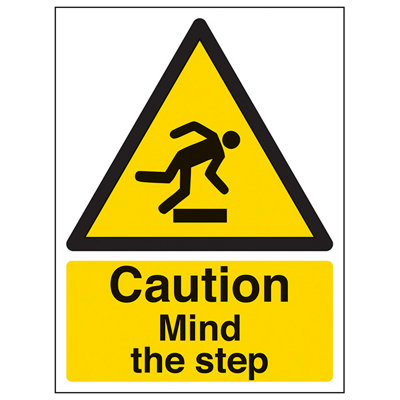 V Safety Caution Mind The StepWarning SignAdhesive Vinyl150X200mm (X3) from B&Q