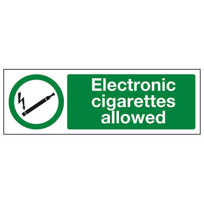 V Safety Electronic Cig.rettes Allowed SignAdhesive Vinyl450X150mm (X3) from B&Q