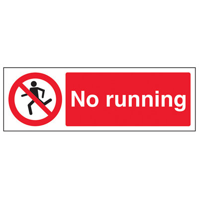 V Safety No RunningProhibition Water SignRigid Plastic600X200mm (X3) from B&Q