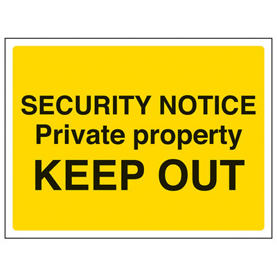 V Safety Security Notice Private Property Keep Out Adhesive Vinyl 200X150mm (X3) from B&Q