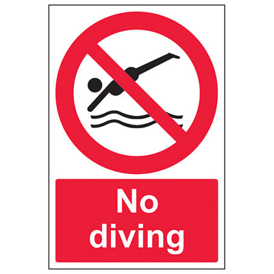 V Safety No DivingProhibition Water SignAdhesive Vinyl300X400mm (X3) from B&Q