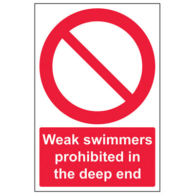 V Safety Weak Swimmers Prohibited Deep End SignAdhesive Vinyl 200X300mm (X3) from B&Q