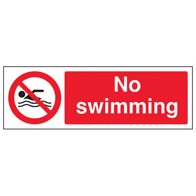 V Safety No SwimmingProhibition Water SignRigid Plastic300X100mm (X3) from B&Q