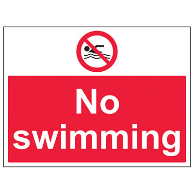 V Safety No SwimmingProhibition Water SignRigid Plastic400X300mm (X3) from B&Q