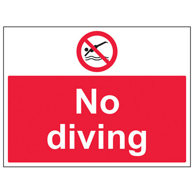 V Safety No DivingProhibition Water SignRigid Plastic600X450mm (X3) from B&Q