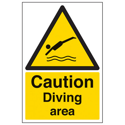 V Safety Diving Area Caution Water Warning Sign Rigid Plastic 200X300mm (X3) from B&Q