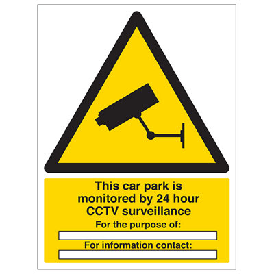 V Safety Store Under Cctv Purpose Security SignRigid Plastic 300X400mm (X3) from B&Q