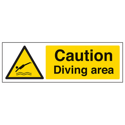 V Safety Caution Diving Area Warning Water SignAdhesive Vinyl 300X100mm (X3) from B&Q