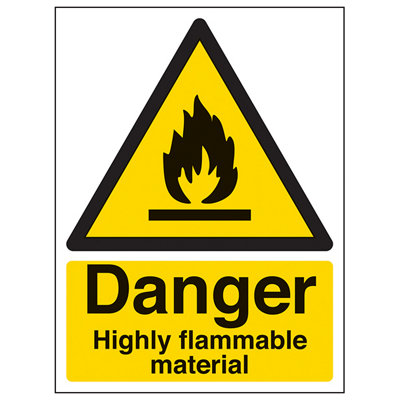V Safety Highly Flammable Material Fire SignAdhesive Vinyl 300X400mm (X3) from B&Q