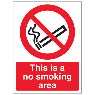 V Safety No Smoking Area Prohibition SignRigid Plastic150X200mm (X3) from B&Q