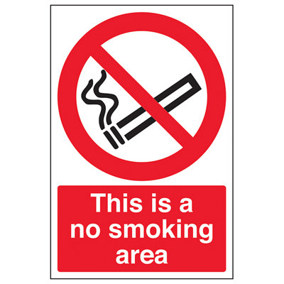 V Safety No Smoking Area Prohibition SignRigid Plastic200X300mm (X3) from B&Q