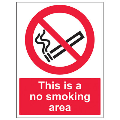 V Safety No Smoking Area Prohibition SignRigid Plastic300X400mm (X3) from B&Q