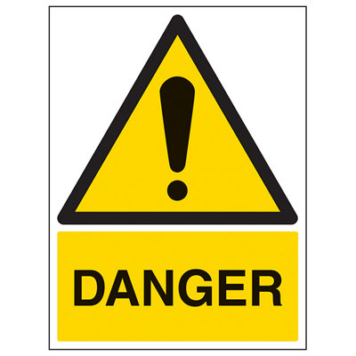 V Safety Danger Warning Caution Symbol SignRigid Plastic 150X200mm (X3) from B&Q