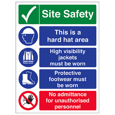V Safety Ppe Authorised Personell Hazard Site Safety Sign Rigid Plastic 300X400mm (X3) from B&Q