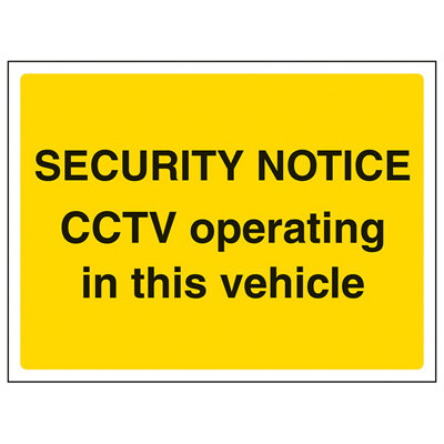 V Safety Cctv Operating In Vehicle Security SignRigid Plastic 300X200mm (X3) from B&Q