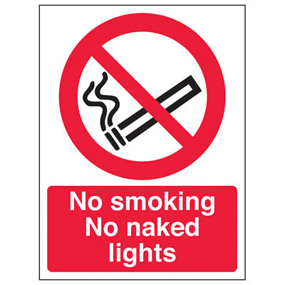 V Safety No Smoking No Naked Lights Warning Sign Rigid Plastic200X300mm (X3) from B&Q