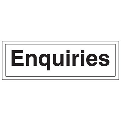 V Safety Enquiries General Workplace Door Sign Adhesive Vinyl300X100mm (X3) from B&Q