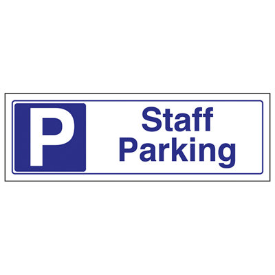 V Safety Garage Staff Parking General SignRigid Plastic300X100mm (X3) from B&Q