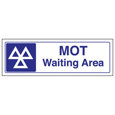 V Safety Mot Waiting Area Garage Customer SignRigid Plastic300X100mm (X3) from B&Q