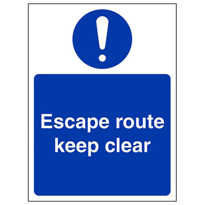 V Safety Escape Route Keep Clear Fire Door SignAdhesive Vinyl 150X200mm (X3) from B&Q