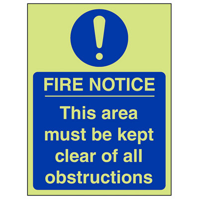 V Safety Area Clear All Obstructions SignGlow In The Dark150X200mm (X3) from B&Q