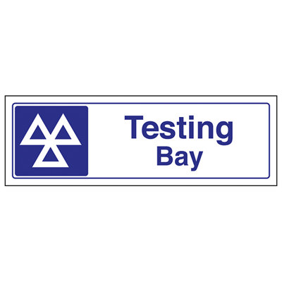 V Safety Testing Bay Garage SignLandscapeAdhesive Vinyl450X150mm (X3) from B&Q