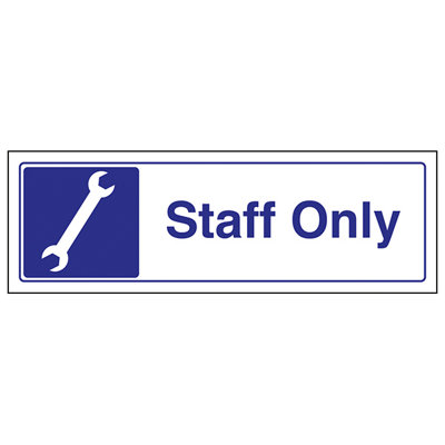 V Safety Staff Only Garage Mechanics Sign1mm Rigid Plastic450X150mm (X3) from B&Q