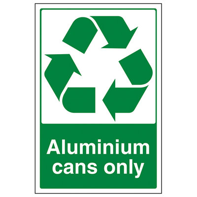 V Safety Aluminium Cans Only Recycling SignRigid Plastic300X400mm (X3) from B&Q