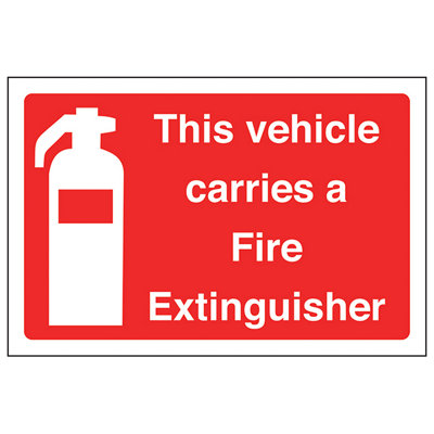 V Safety Vehicle Carries Fire Extinguisher SignAdhesive Vinyl 150X100mm (X3) from B&Q