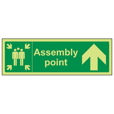 V Safety Assembly Point Arrow Up Safety SignGlow In The Dark600X200mm (X3) from B&Q
