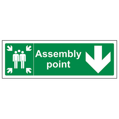 V Safety Assembly Point Arrow Down Workplace Safety SignGlow In The Dark 600X200mm (X3) from B&Q