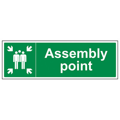 V Safety Fire Assembly Point Emergency SignGlow In The Dark600X200mm (X3) from B&Q