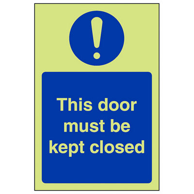 V Safety Door Must Be Kept Closed Door SignGlow In The Dark100X150mm (X3) from B&Q