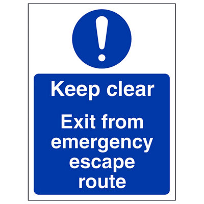V Safety Keep Clear Emergency Escape Door SignRigid Plastic150X200mm (X3) from B&Q
